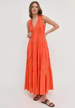 MAX&Co. rochie din bumbac culoarea portocaliu, maxi, evazati imagine