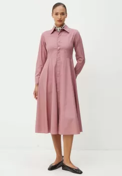 MAX&Co. rochie din bumbac culoarea roz, midi, evazati, 2426226041200 imagine