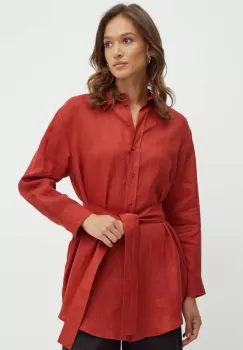 MAX&Co. rochie din in x FATMA MOSTAFA culoarea bordo, mini, oversize, 2418221092200 imagine