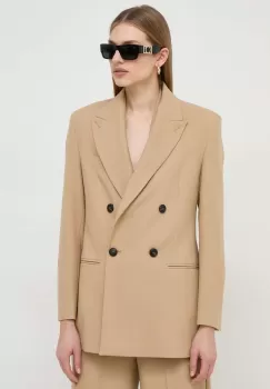 MAX&Co. sacou culoarea bej, cu doua randuri de nasturi, neted imagine