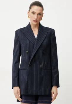 MAX&Co. sacou culoarea bleumarin, cu doua randuri de nasturi, cu imprimeu, 2516041052200 imagine