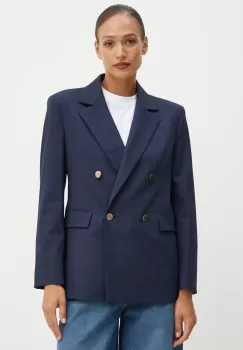 MAX&Co. sacou din lana culoarea albastru marin, cu doua randuri de nasturi, neted, 2426046022200 imagine