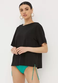 Max Mara Beachwear bluza femei, culoarea negru, neted imagine