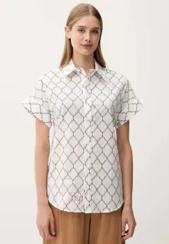 Max Mara Beachwear camasa din bumbac culoarea alb, cu guler clasic, regular, 2516111029600 imagine