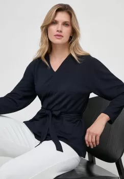 Max Mara Leisure bluza femei, culoarea albastru marin, neted imagine