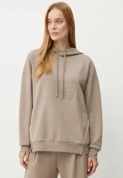 Max Mara Leisure bluza femei, culoarea bej, cu gluga, cu imprimeu, 2426926038600 imagine
