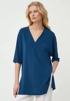 Max Mara Leisure bluza femei, culoarea bleumarin, uni, 2416941068600 2416940000000 imagine