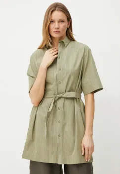 Max Mara Leisure camasa din bumbac femei, culoarea verde, cu guler clasic, relaxed, 2516191018600 imagine