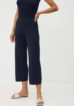 Max Mara Leisure pantaloni femei, culoarea albastru marin, drept, high waist, 2426336017600 imagine