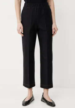 Max Mara Leisure pantaloni femei, culoarea albastru marin, drept, high waist, 2516781047600 imagine