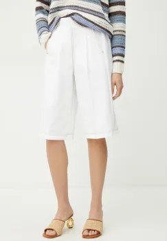 Max Mara Leisure pantaloni scurti femei, culoarea alb, neted, high waist, 2516781027600 imagine
