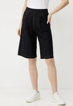 Max Mara Leisure pantaloni scurti femei, culoarea albastru marin, neted, high waist, 2516781027600 imagine