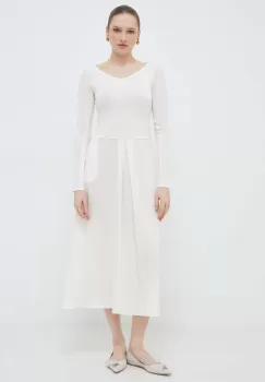 Max Mara Leisure rochie culoarea alb, midi, evazati imagine