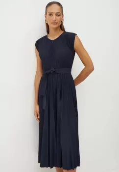 Max Mara Leisure rochie culoarea albastru marin, midi, evazati, 2426626077600 imagine