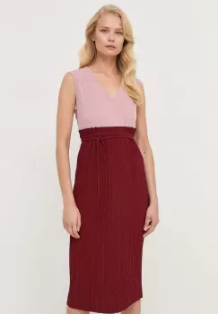 Max Mara Leisure rochie culoarea bordo, midi, evazati imagine