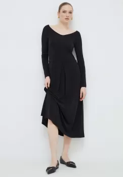 Max Mara Leisure rochie culoarea negru, midi, evazati imagine