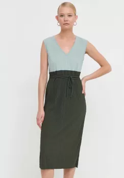 Max Mara Leisure rochie culoarea verde, midi, evazati imagine