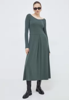 Max Mara Leisure rochie culoarea verde, midi, evazati imagine