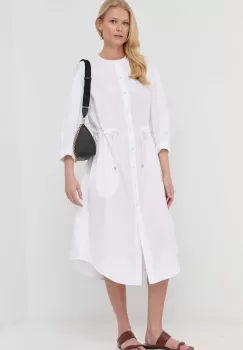 Max Mara Leisure rochie din bumbac culoarea alb, midi, evazati imagine