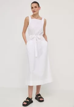 Max Mara Leisure rochie din bumbac culoarea alb, midi, evazati imagine