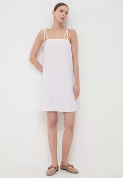 Max Mara Leisure rochie din bumbac culoarea alb, mini, evazati imagine