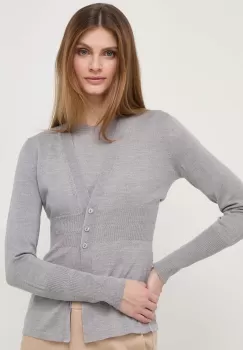 Max Mara Leisure tricou si cardigan de lana culoarea gri, light imagine