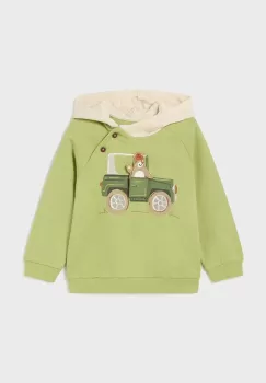 Mayoral bluza bebe culoarea verde, cu gluga, cu imprimeu, 2460 imagine