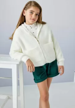 Mayoral bluza copii culoarea bej, cu gluga, neted, 7317 imagine