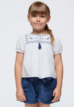 Mayoral bluza de bumbac pentru copii culoarea alb, cu imprimeu imagine