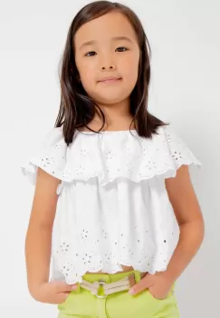 Mayoral bluza de bumbac pentru copii culoarea alb, neted imagine
