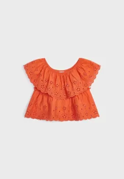Mayoral bluza de bumbac pentru copii culoarea portocaliu, neted imagine