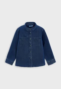 Mayoral camasa din denim pentru copii culoarea bleumarin, 4126 imagine
