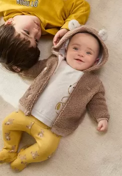 Mayoral Newborn bluza bebe culoarea maro, cu gluga, neted, 2450 imagine