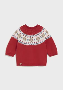 Mayoral Newborn pulover din amestec de lana pentru bebelusi culoarea bordo, 2336 imagine