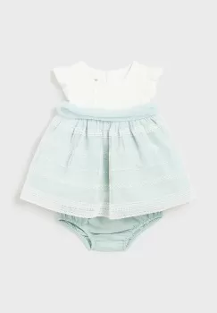 Mayoral Newborn rochie cu amestec de in pentru copii culoarea turcoaz, mini, evazati imagine