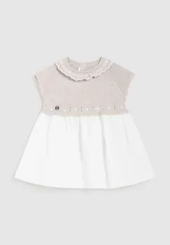 Mayoral Newborn rochie din bumbac pentru bebelusi culoarea bej, mini, evazati imagine