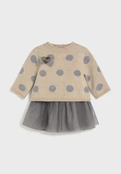 Mayoral Newborn rochie si pulover culoarea bej, mini, evazati, 2808 imagine