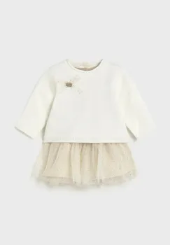 Mayoral Newborn rochie si pulover culoarea bej, mini, evazati, 2808 imagine