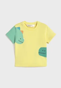 Mayoral Newborn tricou din bumbac pentru bebelusi culoarea galben, cu imprimeu, 1037 imagine