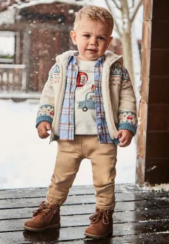Mayoral pantaloni bebe jogger serza soft culoarea bej, neted, 2536 imagine