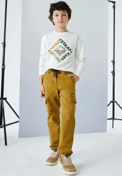 Mayoral pantaloni copii cargo broken culoarea maro, neted, 7541 imagine