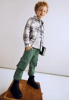 Mayoral pantaloni copii cargo soft culoarea verde, uni, 4567 imagine