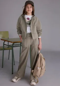 Mayoral pantaloni copii wide leg culoarea verde, 7579 imagine