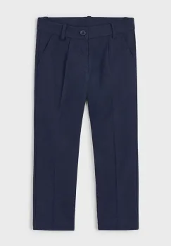 Mayoral pantaloni cu amestec de in pentru copii culoarea albastru marin, neted, 3563 imagine