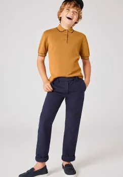 Mayoral pantaloni cu amestec de in pentru copii culoarea albastru marin, neted, 6524 imagine
