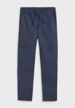 Mayoral pantaloni cu amestec de in pentru copii culoarea albastru marin, neted, 6526 imagine