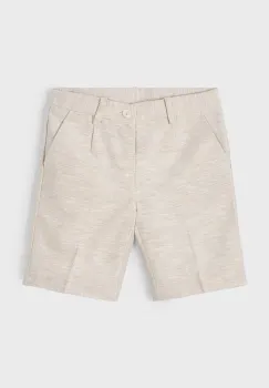 Mayoral pantaloni cu amestec de in pentru copii culoarea bej, cu imprimeu, 3217 imagine