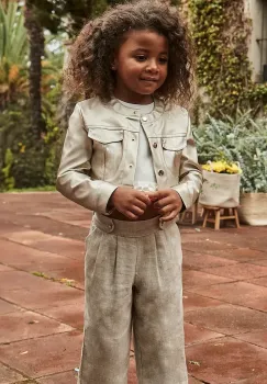 Mayoral pantaloni cu amestec de in pentru copii culoarea bej, neted, 3551 imagine