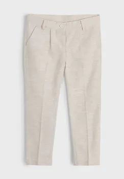 Mayoral pantaloni cu amestec de in pentru copii culoarea bej, neted, 3563 imagine