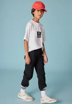Mayoral pantaloni cu amestec de in pentru copii culoarea negru, neted, 6526 imagine
